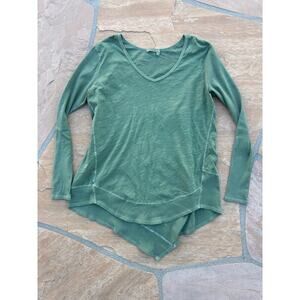 Fresh Produce T Shirt Tunic Women's Large Long Sleeve Green Cotton Made in USA